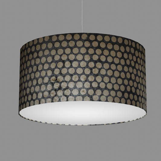 Drum Lamp Shade - P78 - Batik Dots on Grey, 60cm(d) x 30cm(h)