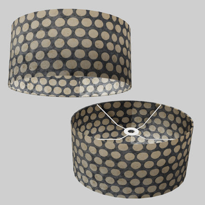 Oval Lamp Shade - P78 - Batik Dots on Grey, 40cm(w) x 20cm(h) x 30cm(d)