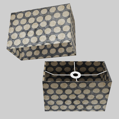 Rectangle Lamp Shade - P78 - Batik Dots on Grey, 30cm(w) x 20cm(h) x 15cm(d)