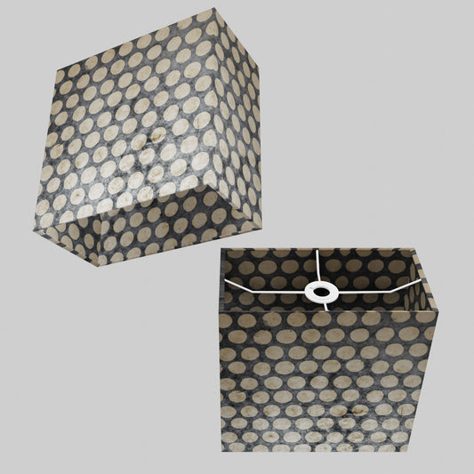 Rectangle Lamp Shade - P78 - Batik Dots on Grey, 30cm(w) x 30cm(h) x 15cm(d)