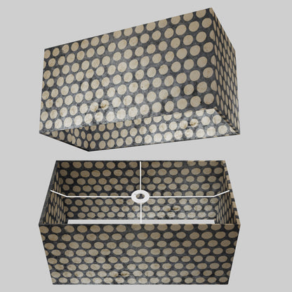 Rectangle Lamp Shade - P78 - Batik Dots on Grey, 50cm(w) x 25cm(h) x 25cm(d)