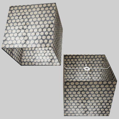 Square Lamp Shade - P78 - Batik Dots on Grey, 40cm(w) x 40cm(h) x 40cm(d)