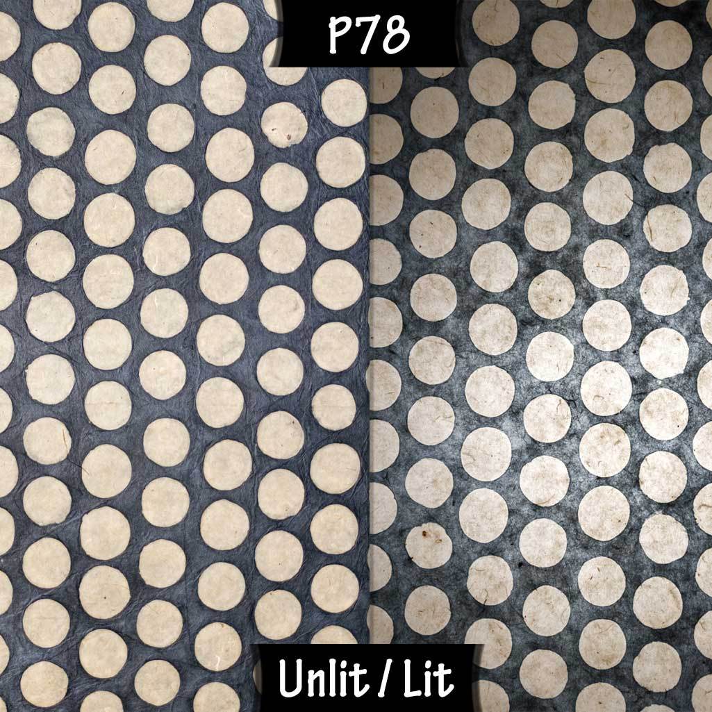 Oval Lamp Shade - P78 - Batik Dots on Grey, 40cm(w) x 20cm(h) x 30cm(d) - Imbue Lighting