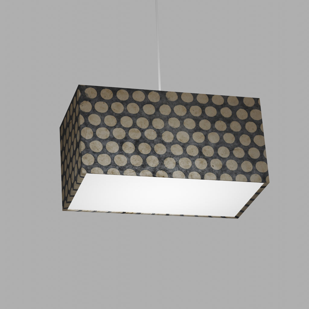 Rectangle Lamp Shade - P78 - Batik Dots on Grey, 40cm(w) x 20cm(h) x 20cm(d)