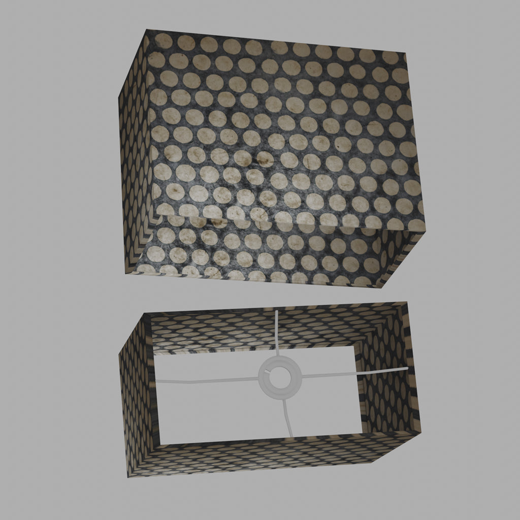 Rectangle Lamp Shade - P78 - Batik Dots on Grey, 40cm(w) x 30cm(h) x 20cm(d)