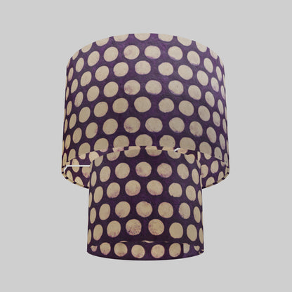 2 Tier Lamp Shade - P79 - Batik Dots on Purple, 30cm x 20cm & 20cm x 15cm
