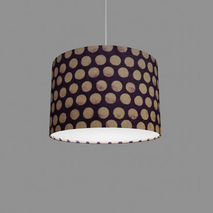 Drum Lamp Shade - P79 - Batik Dots Purple, 30cm(d) x 20cm(h)