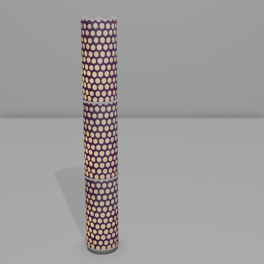 3 Panel Floor Lamp - P79 - Batik Dots on Purple, 20cm(d) x 1.4m(h)