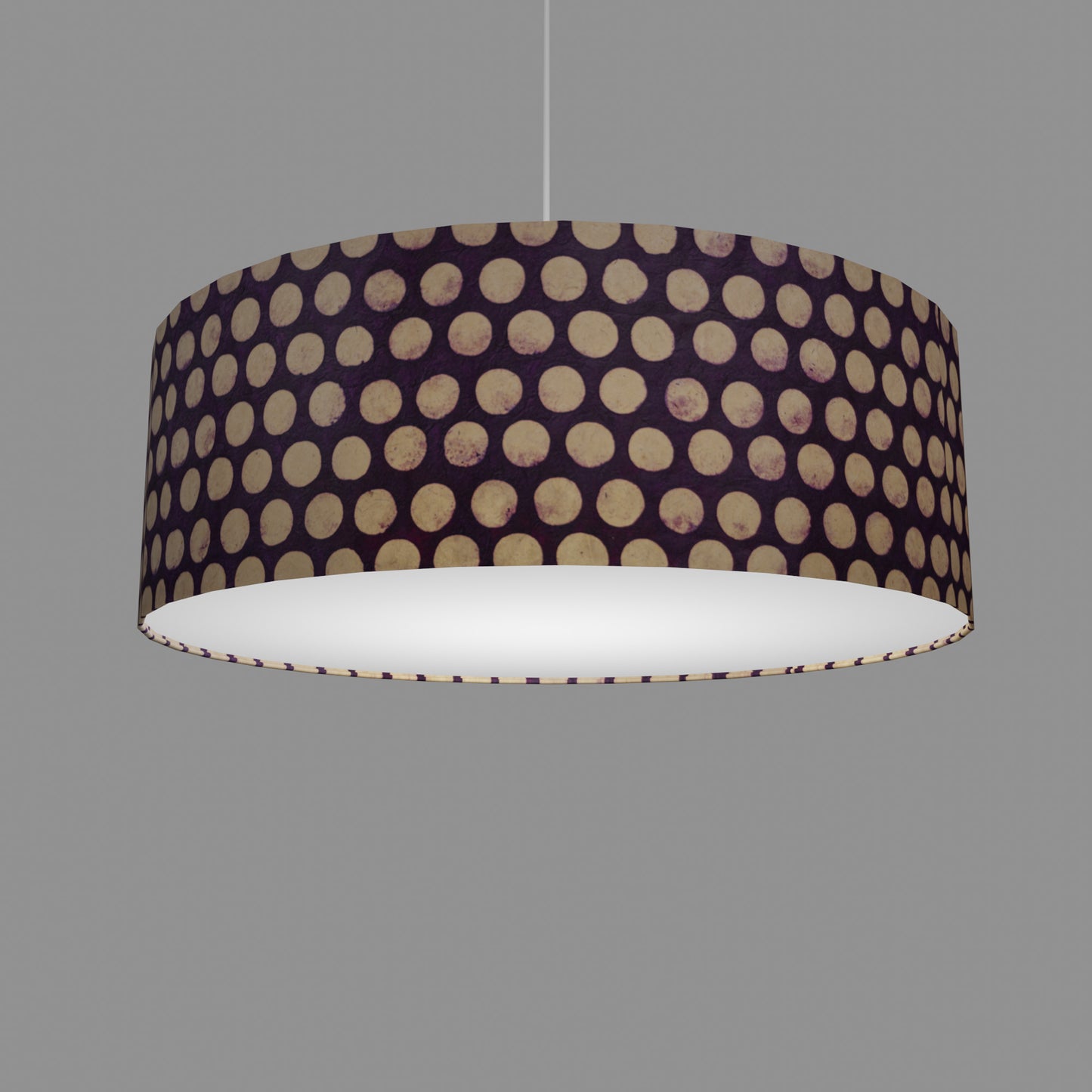 Drum Lamp Shade - P79 - Batik Dots on Purple, 60cm(d) x 20cm(h)