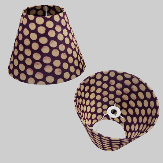 Conical Lamp Shade P79 - Batik Dots on Purple, 15cm(top) x 30cm(bottom) x 22cm(height)