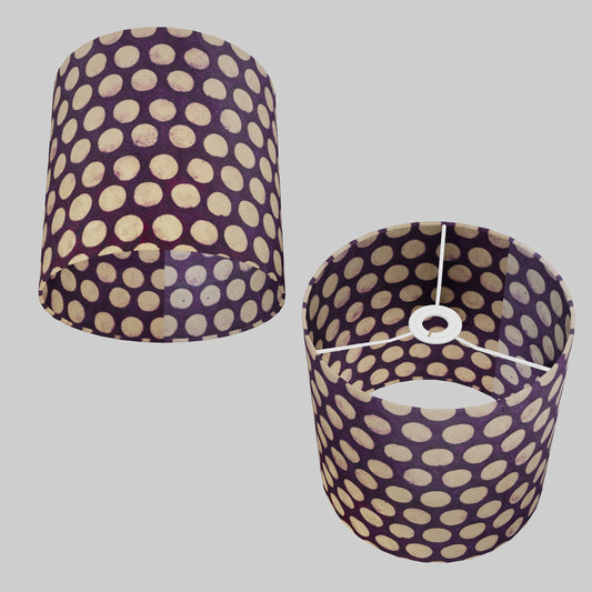 Drum Lamp Shade - P79 - Batik Dots on Purple, 25cm x 25cm