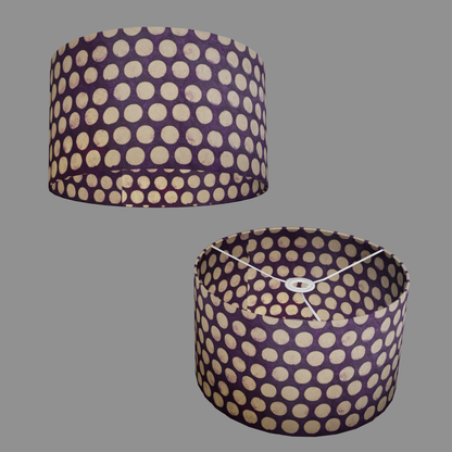 Drum Lamp Shade - P79 - Batik Dots Purple, 35cm(d) x 20cm(h)
