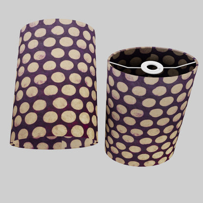 Oval Lamp Shade - P79 - Batik Dots Purple, 20cm(w) x 30cm(h) x 13cm(d)