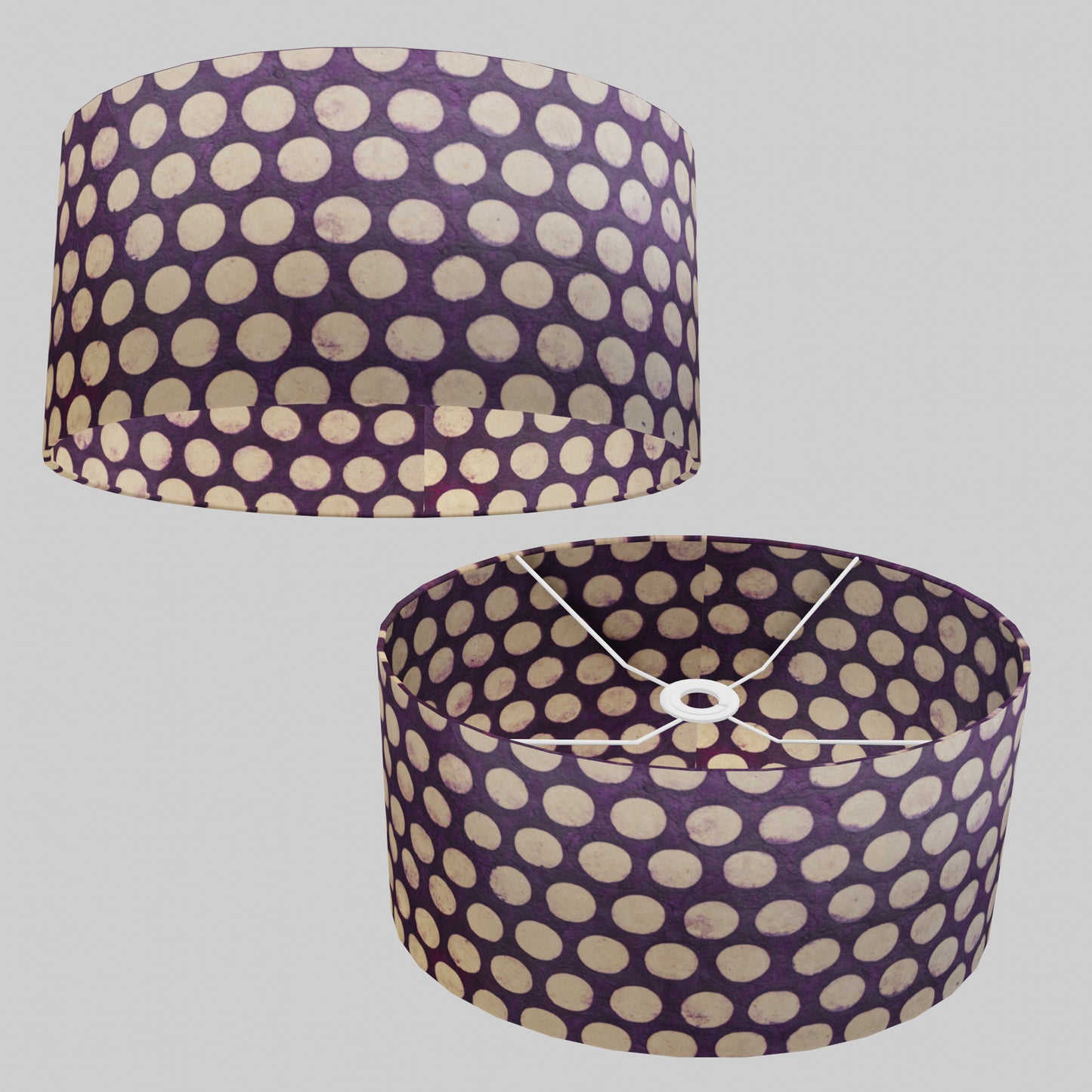 Oval Lamp Shade - P79 - Batik Dots Purple, 40cm(w) x 20cm(h) x 30cm(d)