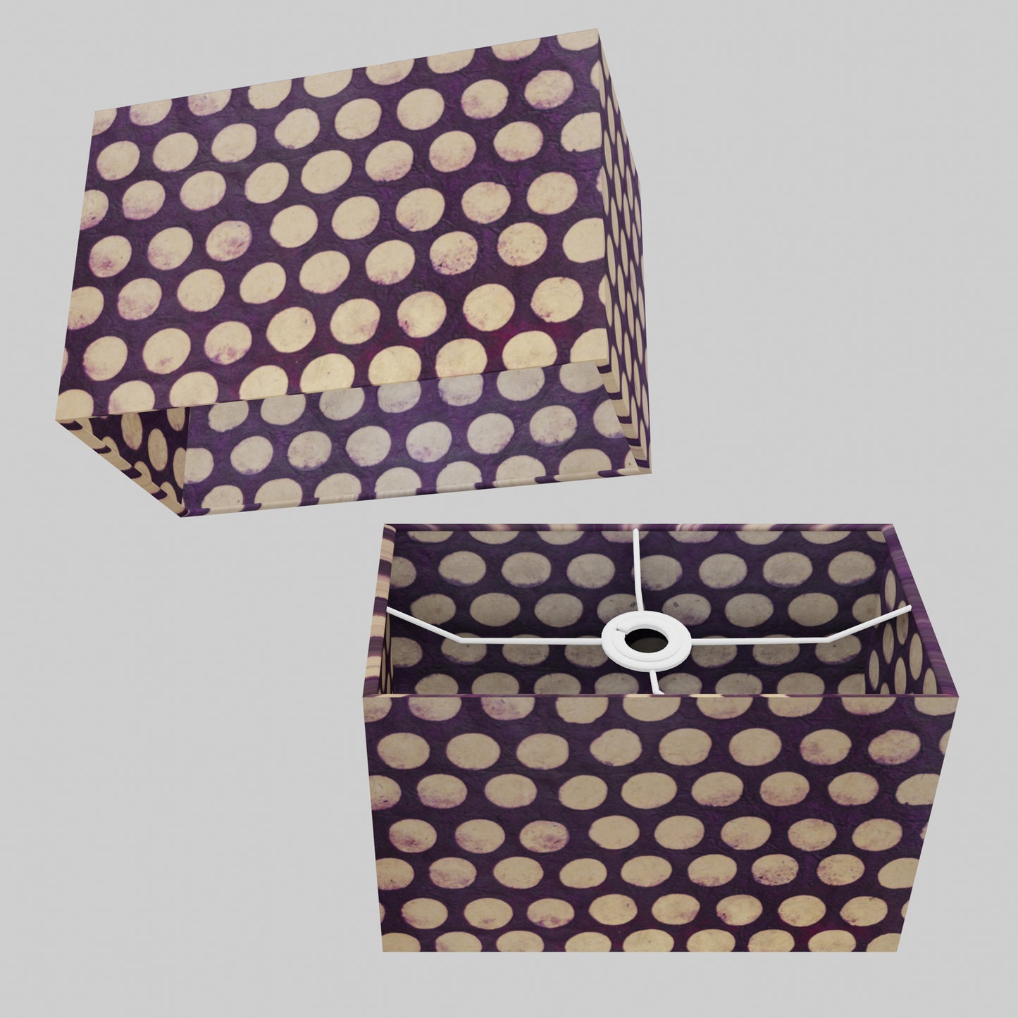 Rectangle Lamp Shade - P79 - Batik Dots Purple, 30cm(w) x 20cm(h) x 15cm(d)