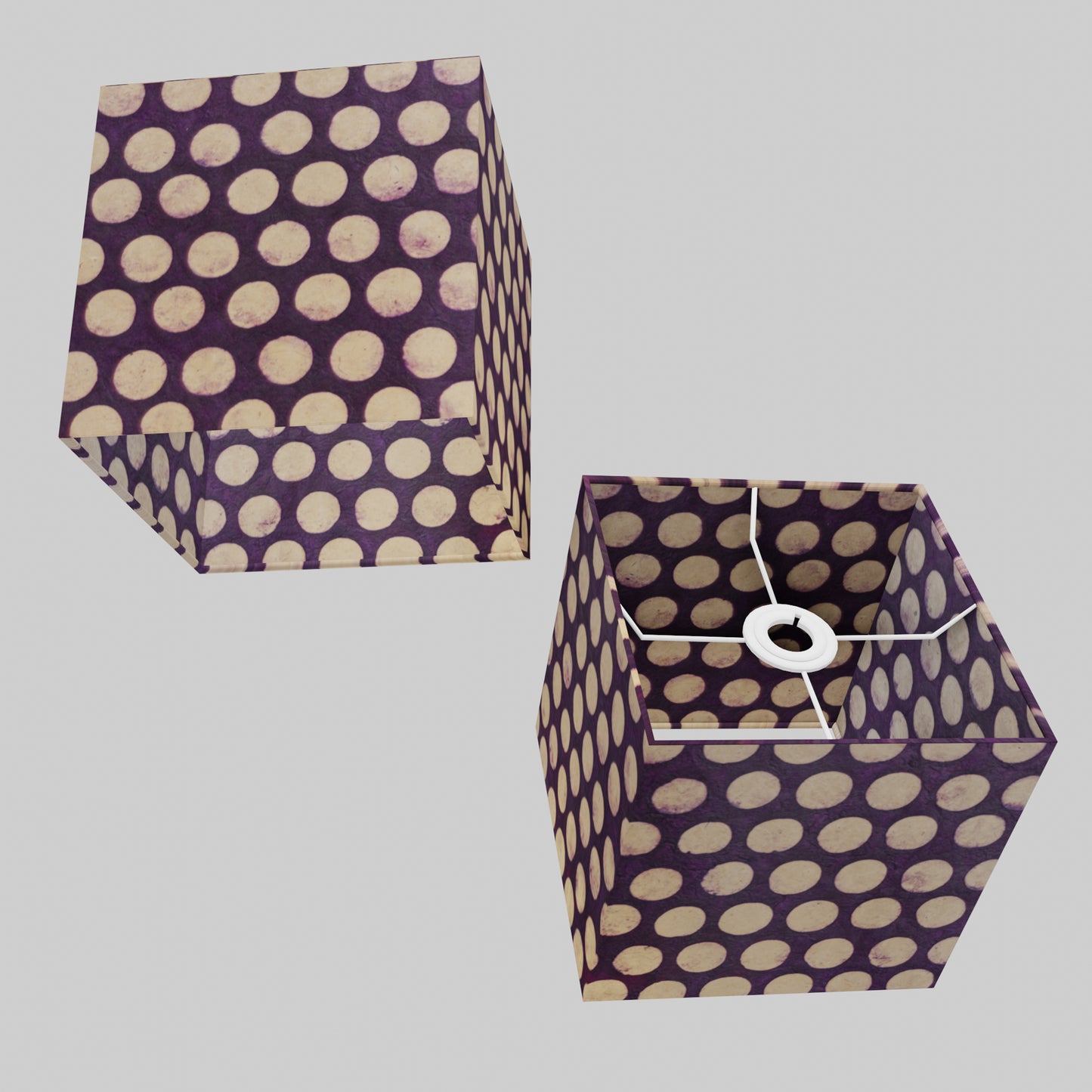 Square Lamp Shade - P79 - Batik Dots Purple, 20cm(w) x 20cm(h) x 20cm(d)