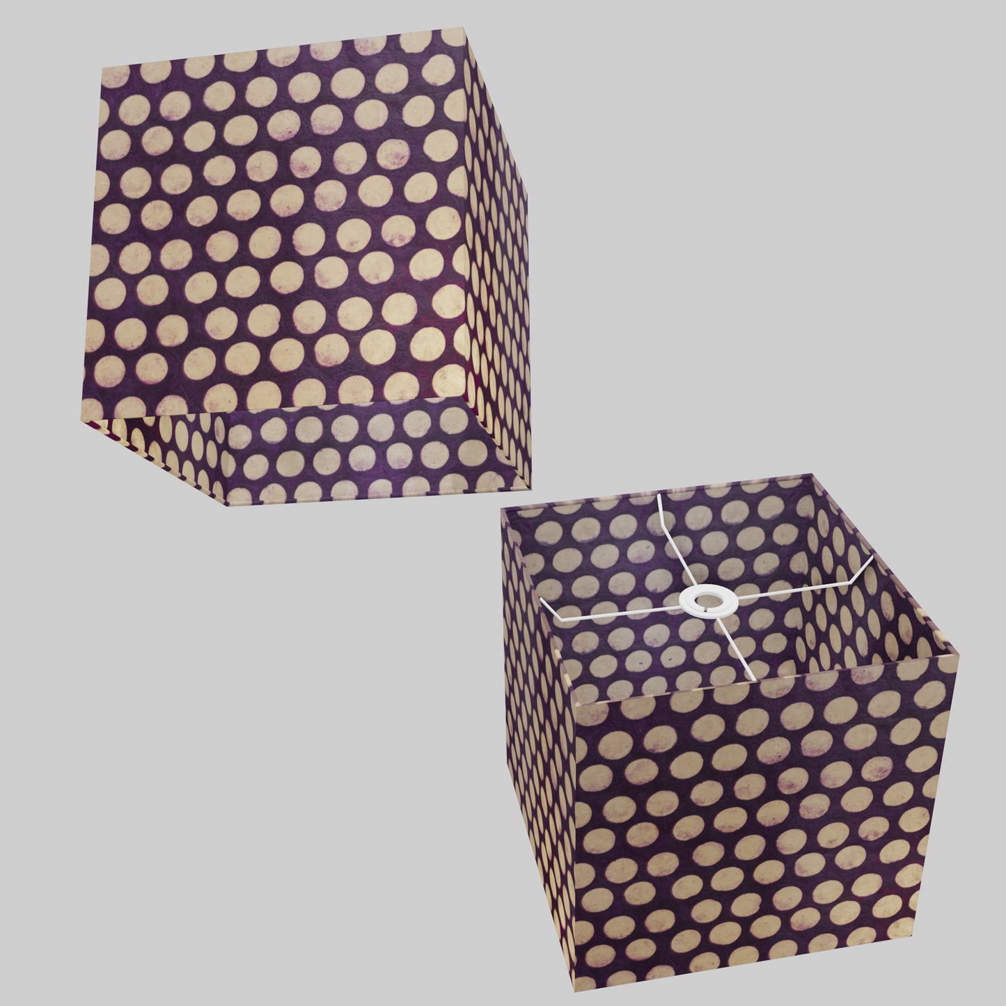 Square Lamp Shade - P79 - Batik Dots Purple, 30cm(w) x 30cm(h) x 30cm(d)
