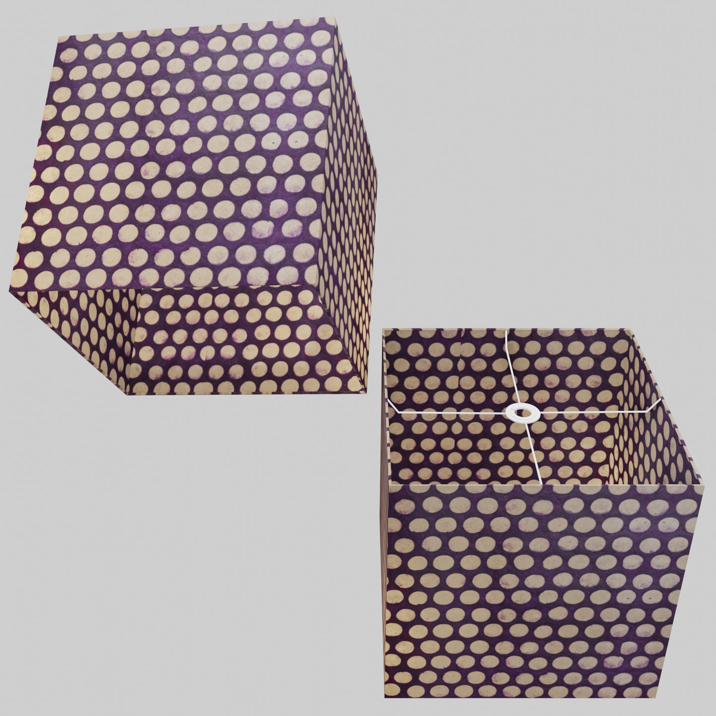 Square Lamp Shade - P79 - Batik Dots Purple, 40cm(w) x 40cm(h) x 40cm(d)