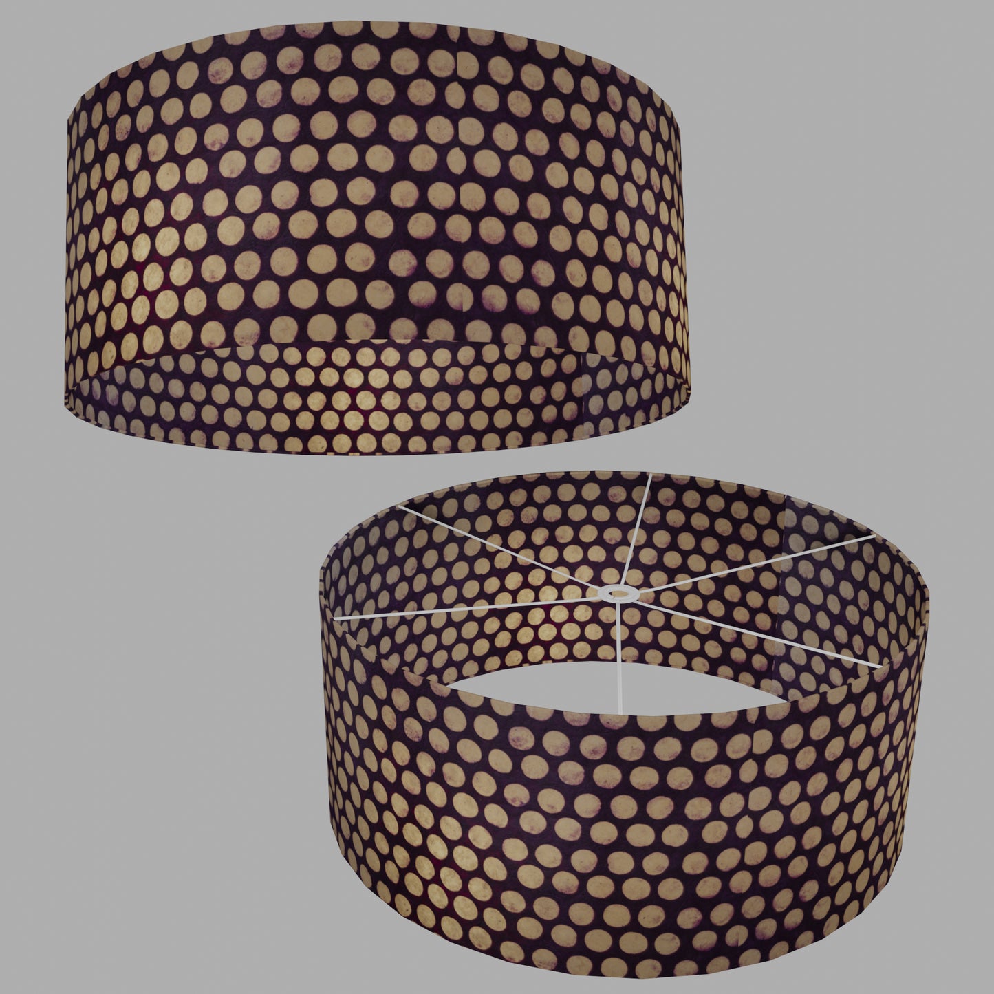 Drum Lamp Shade - P79 - Batik Dots Purple, 70cm(d) x 30cm(h)