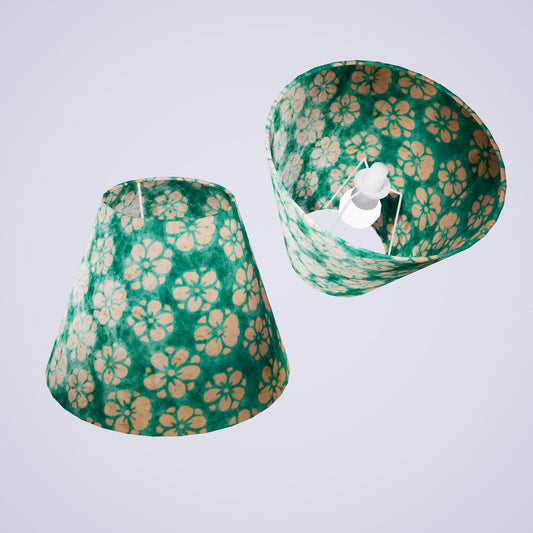 Conical Lamp Shade P80 - Batik Star Flower Sea Foam, 15cm(top) x 30cm(bottom) x 22cm(height)