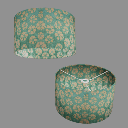 Drum Lamp Shade - P80 ~ Batik Star Flower Sea Foam, 35cm(d) x 20cm(h)