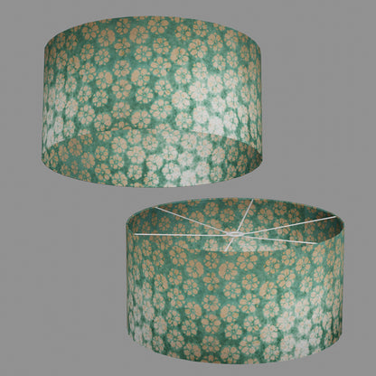 Drum Lamp Shade - P80 ~ Batik Star Flower Sea Foam, 60cm(d) x 30cm(h)