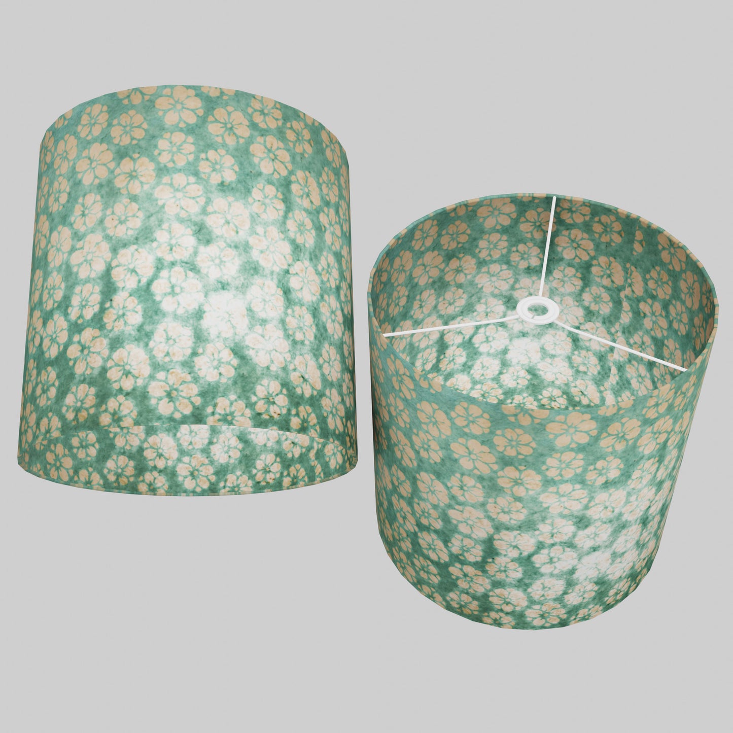 Drum Lamp Shade - P80 ~ Batik Star Flower Sea Foam, 40cm(d) x 40cm(h)