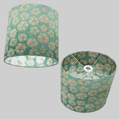 Oval Lamp Shade - P80 ~ Batik Star Flower Sea Foam, 30cm(w) x 30cm(h) x 22cm(d)