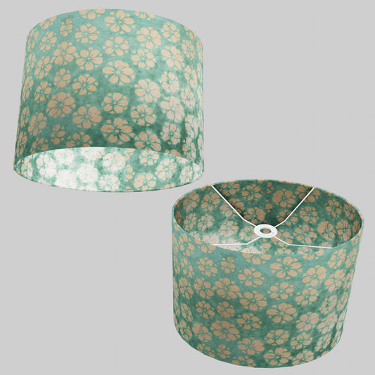 Oval Lamp Shade - P80 ~ Batik Star Flower Sea Foam, 40cm(w) x 30cm(h) x 30cm(d)