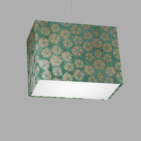 Rectangle Lamp Shade - P80 ~ Batik Star Flower on Sea Foam, 40cm(w) x 30cm(h) x 20cm(d)