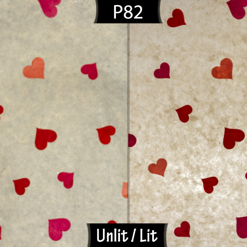 Rectangle Lamp Shade - P82 ~ Hearts on Lokta Paper, 30cm(w) x 20cm(h) x 15cm(d) - Imbue Lighting