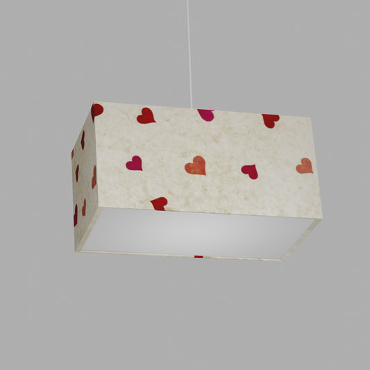 Rectangle Lamp Shade - P82 ~ Hearts on Lokta Paper, 40cm(w) x 20cm(h) x 20cm(d)