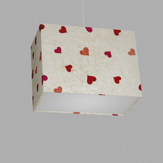 Rectangle Lamp Shade - P82 ~ Hearts on Lokta Paper, 40cm(w) x 30cm(h) x 20cm(d)
