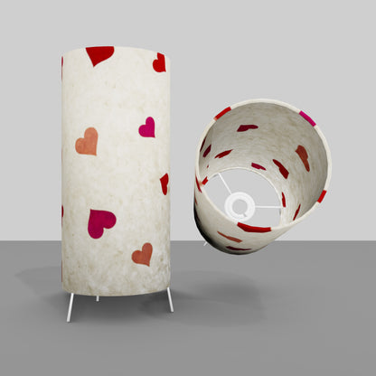 Free Standing Table Lamp Small - P82 ~ Hearts on Lokta Paper