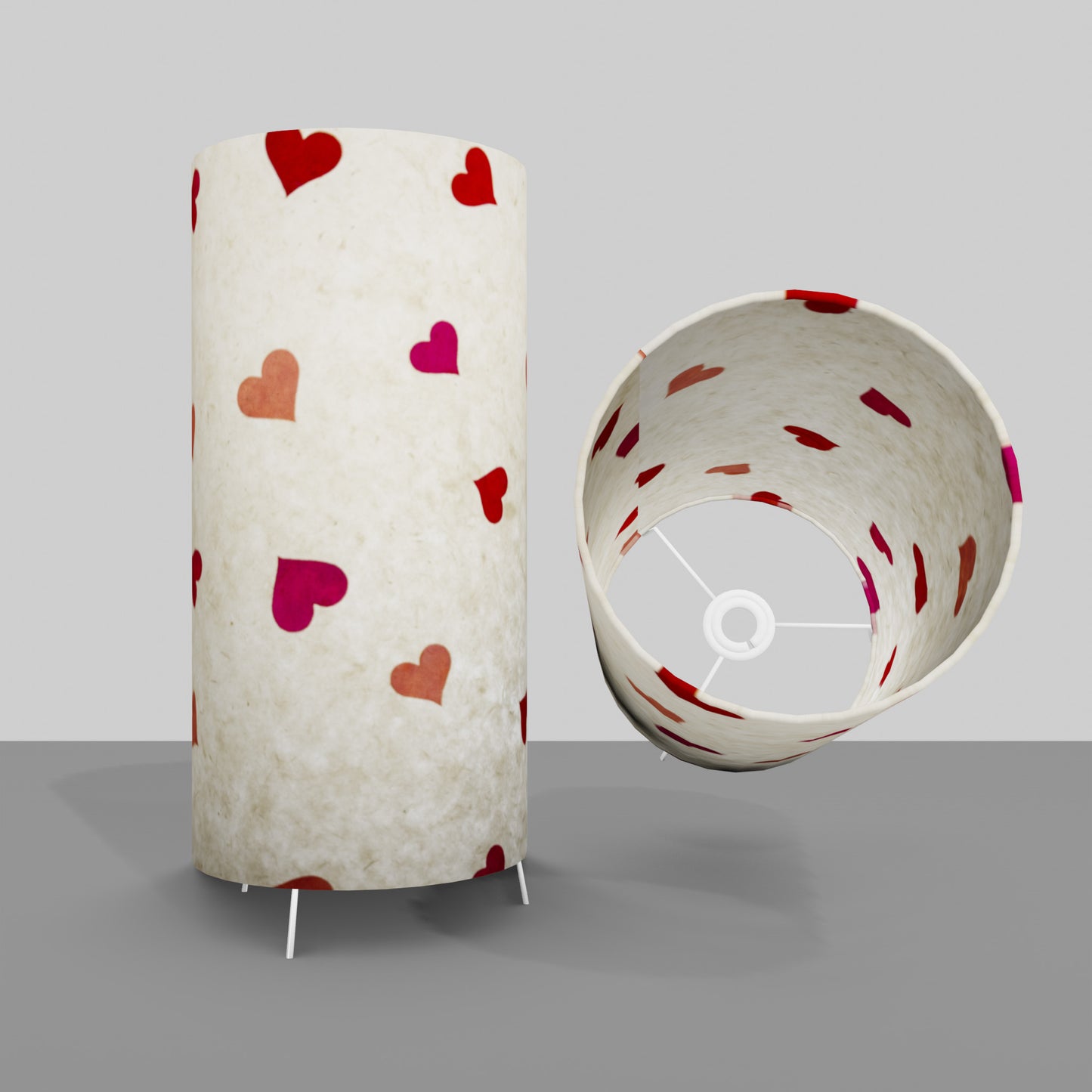 Free Standing Table Lamp Large - P82 ~ Hearts on Lokta Paper