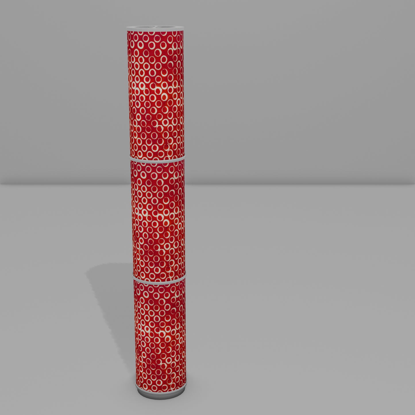 3 Panel Floor Lamp - P83 - Batik Red Circles, 20cm(d) x 1.4m(h)