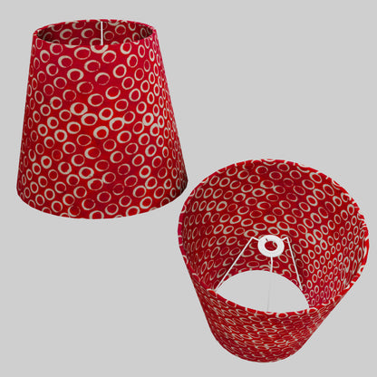 Conical Lamp Shade P83 - Batik Red Circles, 23cm(top) x 35cm(bottom) x 31cm(height)