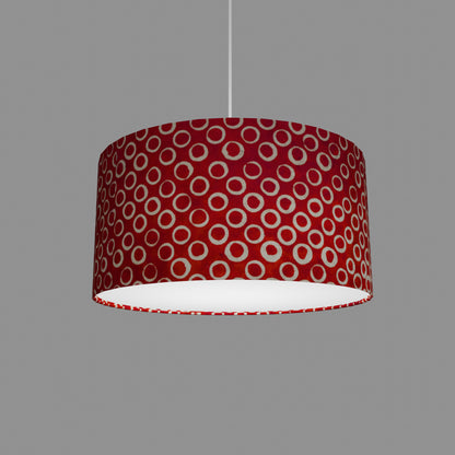 Drum Lamp Shade - P83 ~ Batik Red Circles, 40cm(d) x 20cm(h)