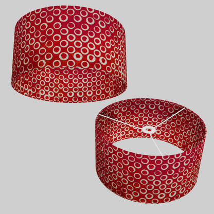 Drum Lamp Shade - P83 ~ Batik Red Circles, 40cm(d) x 20cm(h)