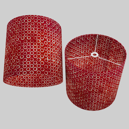 Drum Lamp Shade - P83 ~ Batik Red Circles, 40cm(d) x 40cm(h)