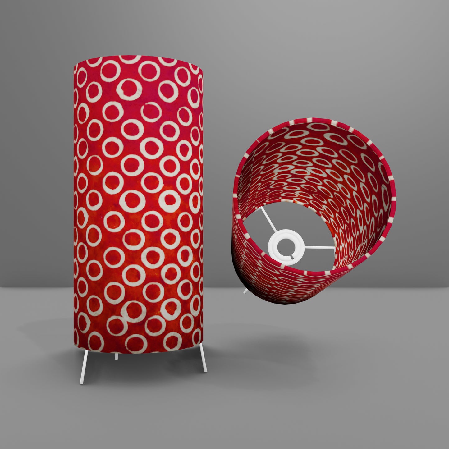 Free Standing Table Lamp Small - P83 ~ Batik Red Circles