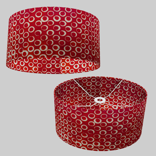 Oval Lamp Shade - P83 ~ Batik Red Circles, 40cm(w) x 20cm(h) x 30cm(d)