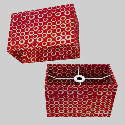 Rectangle Lamp Shade - P83 ~ Batik Red Circles, 30cm(w) x 20cm(h) x 15cm(d)