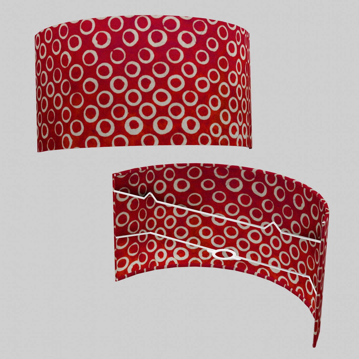 Wall Light - P83 ~ Batik Red Circles, 36cm(wide) x 20cm(h)