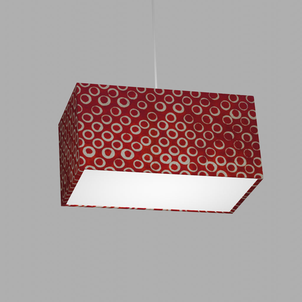 Rectangle Lamp Shade - P83 ~ Batik Red Circles, 40cm(w) x 20cm(h) x 20cm(d)