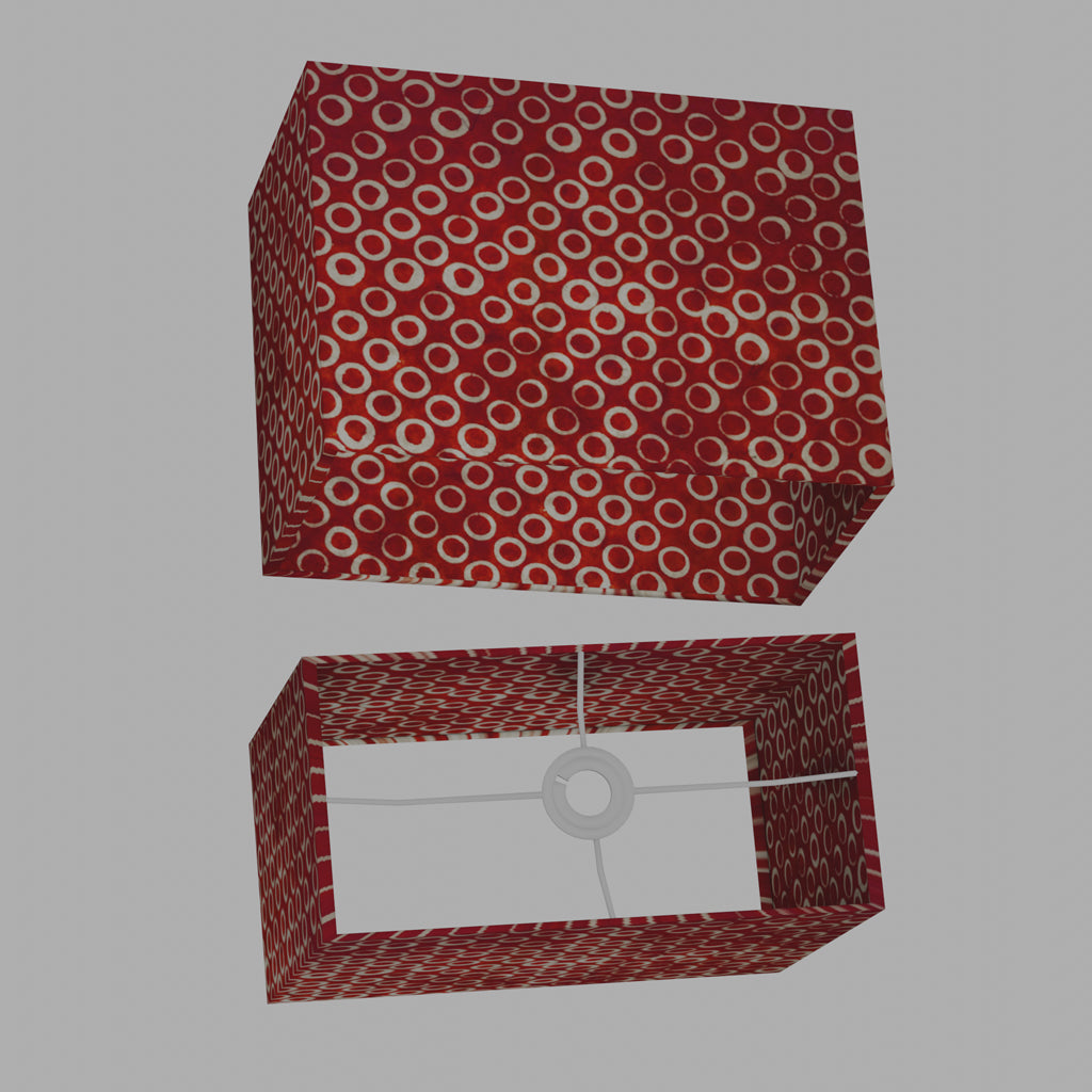 Rectangle Lamp Shade - P83 ~ Batik Red Circles, 40cm(w) x 30cm(h) x 20cm(d)