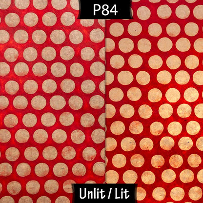 Oval Lamp Shade - P84 ~ Batik Dots on Red, 20cm(w) x 30cm(h) x 13cm(d)