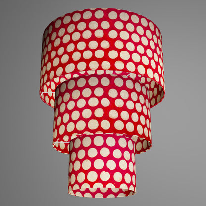 3 Tier Lamp Shade - P84 - Batik Dots on Red, 40cm x 20cm, 30cm x 17.5cm & 20cm x 15cm