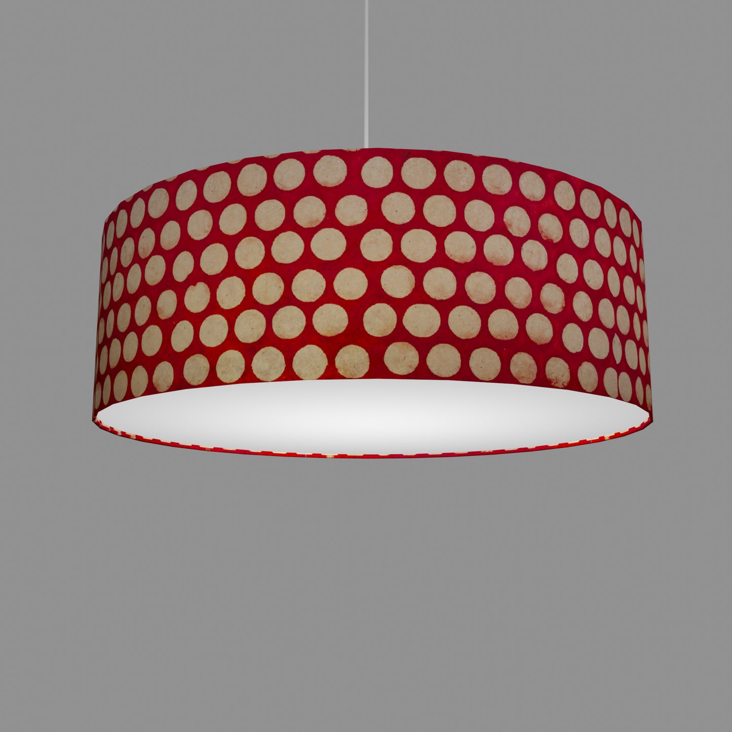 Drum Lamp Shade - P84 - Batik Dots on Red, 60cm(d) x 20cm(h)
