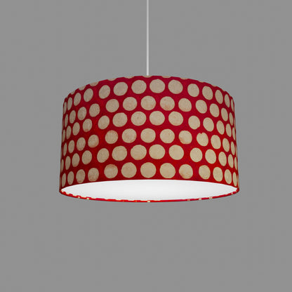 Drum Lamp Shade - P84 ~ Batik Dots on Red, 40cm(d) x 20cm(h)